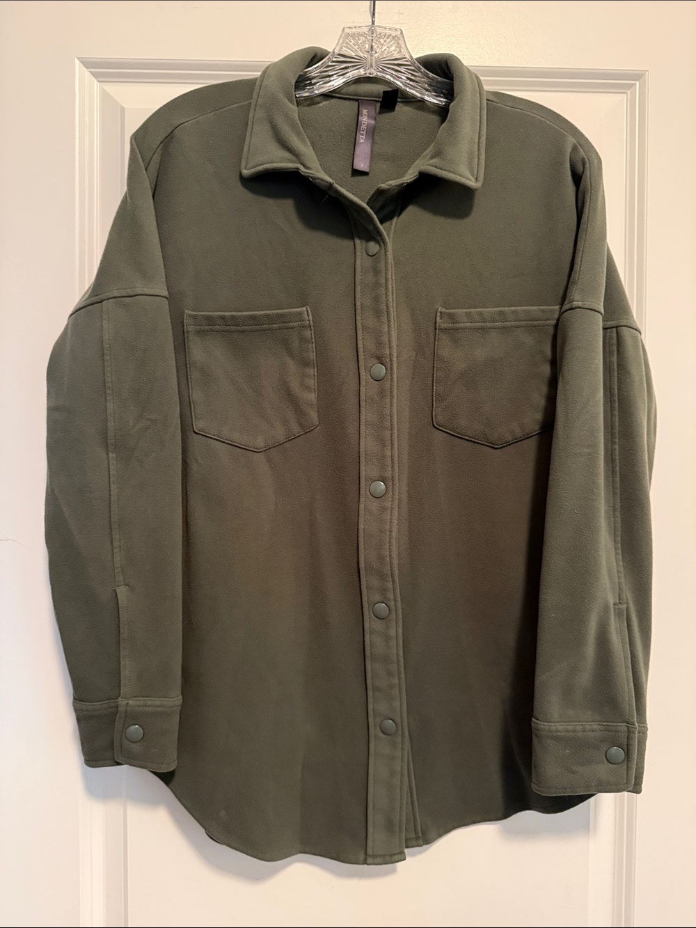 Mondetta Olive Green Snap-Front Shirt Jacket Sz S